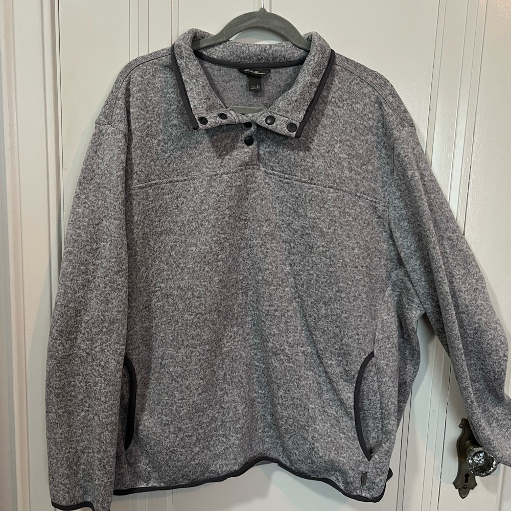 Eddie Bauer Heathered Gray Women's Fleece Pullover